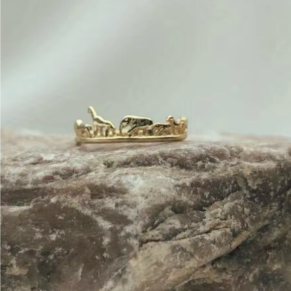 🦒 14K Gold Plated Animal Giraffe Elephant Ring Size 9 - Picture 6 of 11